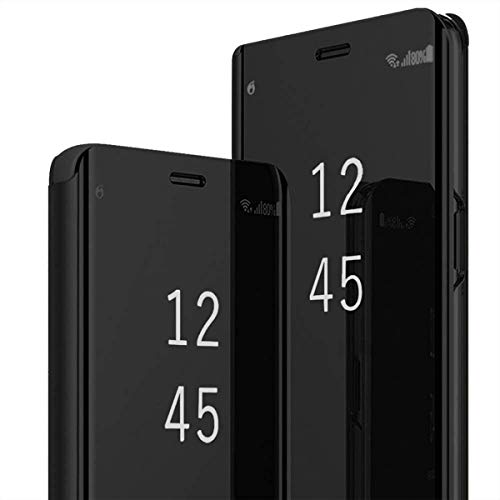 Schutzhülle kompatibel mit Samsung Galaxy S25 Plus 5G, Spiegelhülle, Flip-Case, Clear View Standing Cover Galaxy S25 Plus, PU-Leder, 360°-Abdeckung für Samsung S25+ (schwarz) von sqgylgl