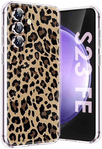 sqgylgl für Samsung Galaxy S23FE 5G Hülle Silikon Soft TPU Galaxy S23FE Leopard Schutzhülle Ultra Dünn Thin S23 FE 5G Slim Cases Transparent Tier Smartphone Case für SamsungS23 FE Handy (Braun) von sqgylgl