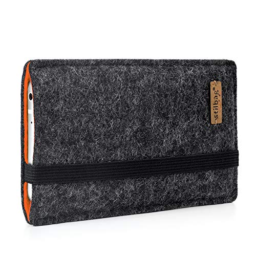 Stilbag Handyhülle Finn für Xiaomi 14 Ultra | Farbe: anthrazit/orange | Smartphone-Tasche aus Filz | Handy Schutzhülle | Handytasche Made in Germany von stilbag