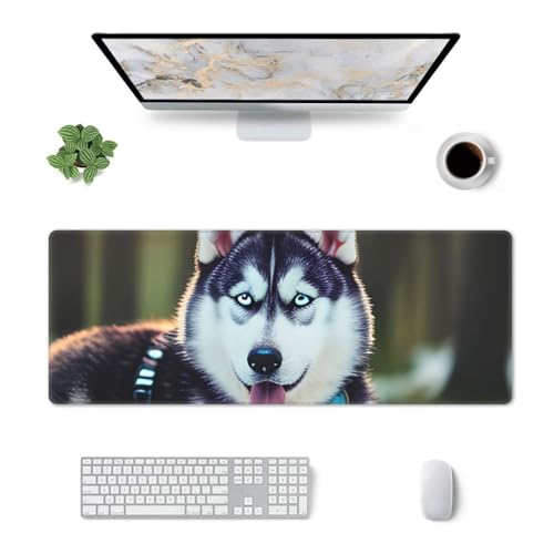 sttung Große Gummi-Tastaturunterlage mit Husky-Motiv, 30 x 80 cm, für Büro, Gaming, Lernen auf Desktops, Laptops von sttung