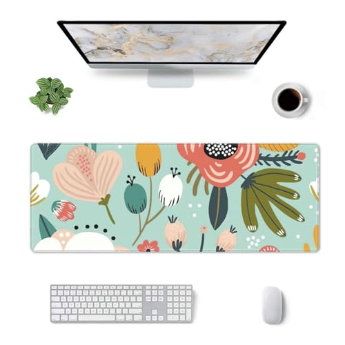 sttung Tastaturunterlage mit buntem Flora-Druck, groß, Gummi, 30 x 80 cm, für Büro, Gaming, Lernen auf Desktops, Laptops von sttung