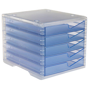 styro Schubladenbox styroswingbox light  cornflower 275-8430.26224, DIN C4 mit 5 Schubladen von styro