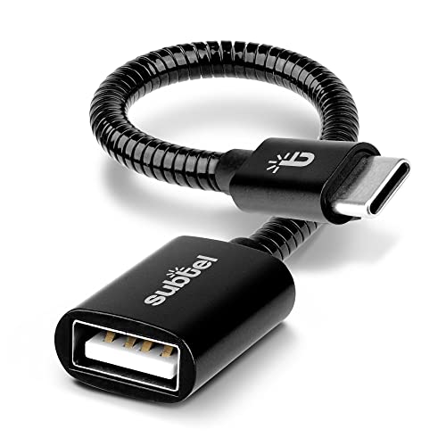 subtel USB OTG Kabel für Wiko View 5, 5 Pro, 3 Pro Handy On The Go Adapter USB C Type C Stecker auf USB A Buchse, Host Anschluss Adapterkabel Aluminium schwarz von subtel