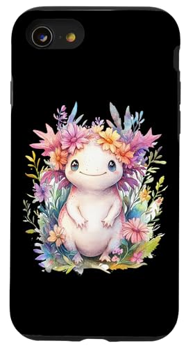 Baby Axolotl mit Blumen süße Salamander Mädchen Tochter Sohn Hülle für iPhone SE (2020) / 7 / 8 von süßer farbenfrohe Axolotl Liebhaber Outfits