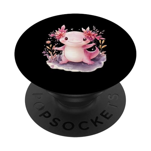 Baby Axolotl mit Blumen süße Salamander Mädchen Tochter Sohn PopSockets Klebender PopGrip von süßer farbenfrohe Axolotl Liebhaber Outfits