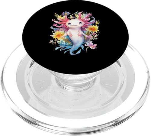 Baby Axolotl mit Blumen süße Salamander Mädchen Tochter Sohn PopSockets PopGrip für MagSafe von süßer farbenfrohe Axolotl Liebhaber Outfits