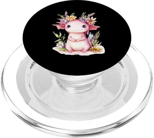 Baby Axolotl mit Blumen süße Salamander Mädchen Tochter Sohn PopSockets PopGrip für MagSafe von süßer farbenfrohe Axolotl Liebhaber Outfits