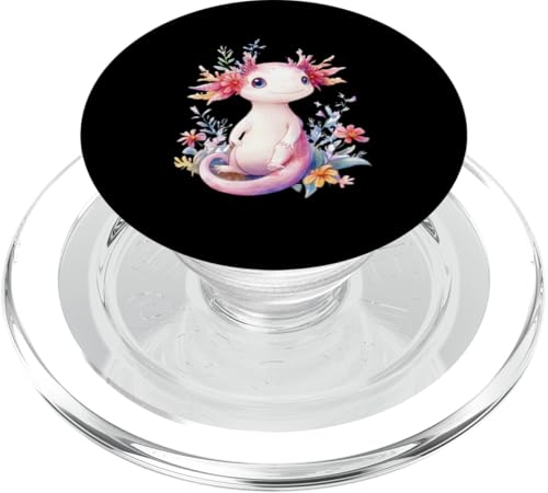 Baby Axolotl mit Blumen süße Salamander Mädchen Tochter Sohn PopSockets PopGrip für MagSafe von süßer farbenfrohe Axolotl Liebhaber Outfits