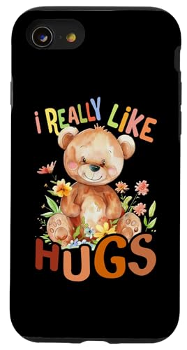 Bär mit Blumen süßer Kuschelbär like Hugs Umarmung Mädchen Hülle für iPhone SE (2020) / 7 / 8 von süßer farbenfrohe Bärliebhaber Outfits