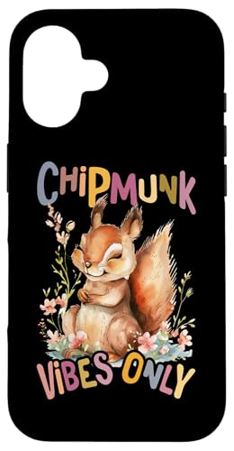 Baby Eichhörnchen mit Blumen süße Hasen Chipmunk Vibes only Hülle für iPhone 16 von süßer farbenfrohe Eichhörnchen Liebhaber Outfits