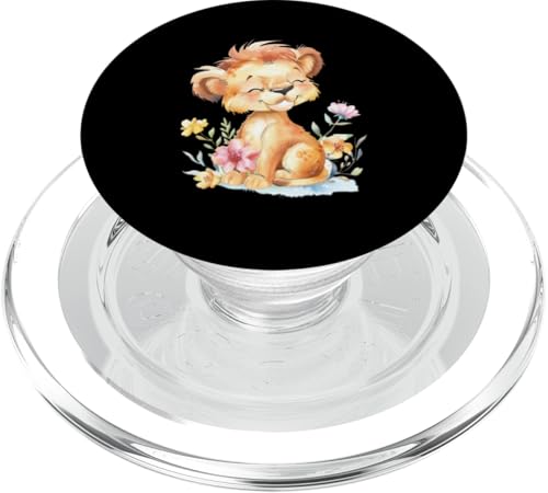 Baby Löwe mit Blumen süße Löwin Mädchen Tochter PopSockets PopGrip für MagSafe von süßer farbenfrohe Löwen Liebhaber Outfits