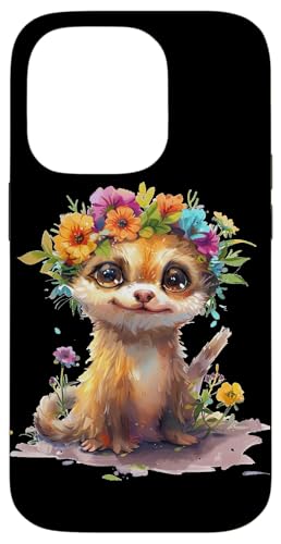 Meerkatze mit Blumen süße Meerkatzen Erdmann Tochter Mädchen Hülle für iPhone 14 Pro von süßer farbenfrohe Meerkatzen Outfits