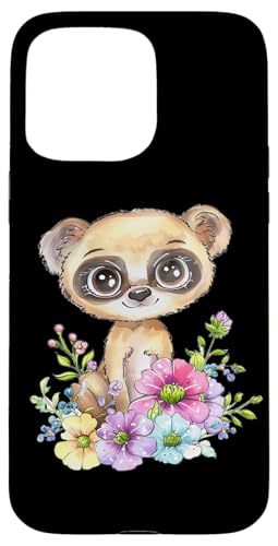 Meerkatze mit Blumen süße Meerkatzen Erdmann Tochter Mädchen Hülle für iPhone 15 Pro Max von süßer farbenfrohe Meerkatzen Outfits