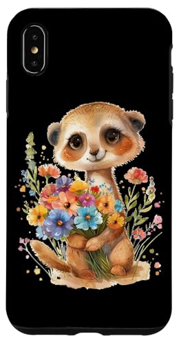 Meerkatze mit Blumen süße Meerkatzen Erdmann Tochter Mädchen Hülle für iPhone XS Max von süßer farbenfrohe Meerkatzen Outfits