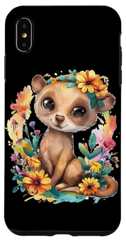 Meerkatze mit Blumen süße Meerkatzen Erdmann Tochter Mädchen Hülle für iPhone XS Max von süßer farbenfrohe Meerkatzen Outfits