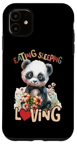 Baby Panda mit Blumen Pandas Pandabär Eating Sleeping Loving Hülle für iPhone 11 von süßer farbenfrohe Panda Liebhaber Outfits