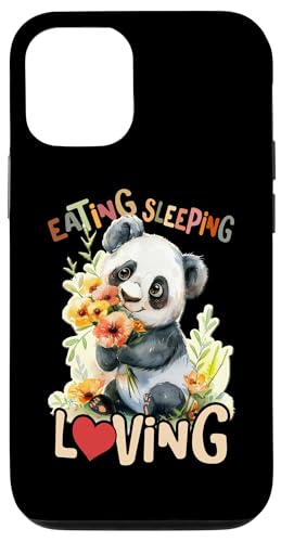 Baby Panda mit Blumen Pandas Pandabär Eating Sleeping Loving Hülle für iPhone 12/12 Pro von süßer farbenfrohe Panda Liebhaber Outfits