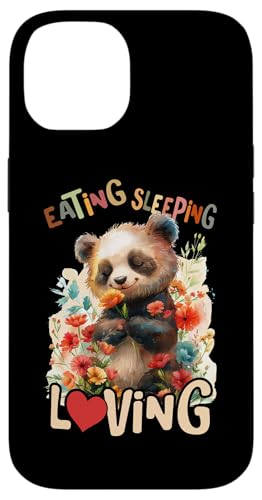 Baby Panda mit Blumen Pandas Pandabär Eating Sleeping Loving Hülle für iPhone 14 von süßer farbenfrohe Panda Liebhaber Outfits