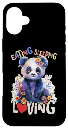 Baby Panda mit Blumen Pandas Pandabär Eating Sleeping Loving Hülle für iPhone 16 Plus von süßer farbenfrohe Panda Liebhaber Outfits