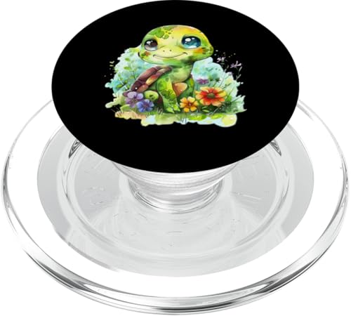 Baby Schildkröte mit Blumen süße Kröte Mädchen Tochter Sohn PopSockets PopGrip für MagSafe von süßer farbenfrohe Schildkröten Liebhaber Outfits