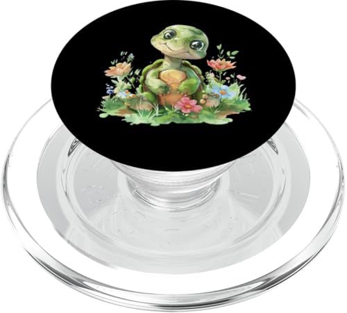 Baby Schildkröte mit Blumen süße Kröte Mädchen Tochter Sohn PopSockets PopGrip für MagSafe von süßer farbenfrohe Schildkröten Liebhaber Outfits