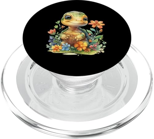 Baby Schildkröte mit Blumen süße Kröte Mädchen Tochter Sohn PopSockets PopGrip für MagSafe von süßer farbenfrohe Schildkröten Liebhaber Outfits