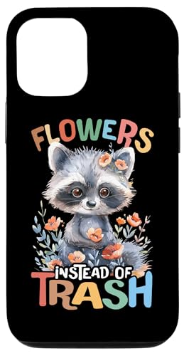 Baby Waschbär mit Blumen süßer Raccoon Flowers not trash Hülle für iPhone 12/12 Pro von süßer farbenfrohe Waschbär Liebhaber Outfits