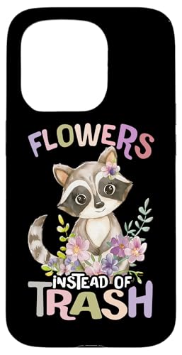 Baby Waschbär mit Blumen süßer Raccoon Flowers not trash Hülle für iPhone 15 Pro von süßer farbenfrohe Waschbär Liebhaber Outfits