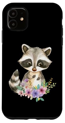 Baby Waschbär mit Blumen süßer Raccoon Mädchen Tochter Hülle für iPhone 11 von süßer farbenfrohe Waschbär Liebhaber Outfits