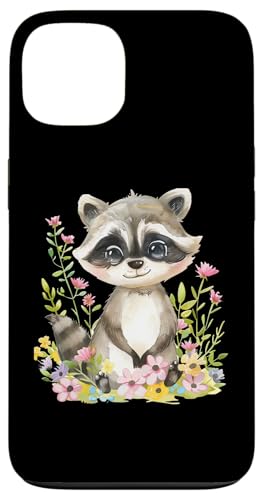 Baby Waschbär mit Blumen süßer Raccoon Mädchen Tochter Hülle für iPhone 13 von süßer farbenfrohe Waschbär Liebhaber Outfits