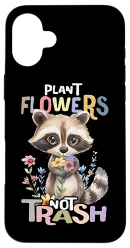 Baby Waschbär mit Blumen süßer Raccoon Plant Flowers Hülle für iPhone 16 Plus von süßer farbenfrohe Waschbär Liebhaber Outfits