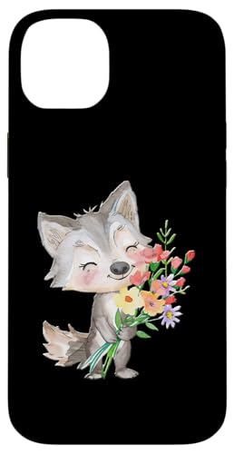 Baby Wolf mit Blumen süße Wölfe Mädchen Tochter Sohn Hülle für iPhone 14 Plus von süßer farbenfrohe Wolf Liebhaber Outfits