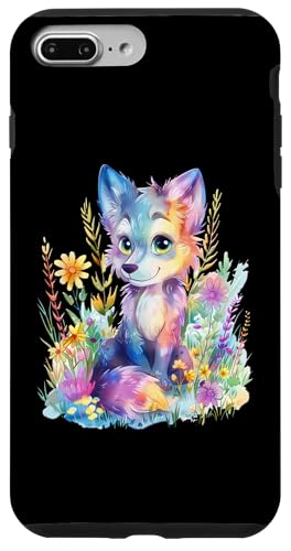 Baby Wolf mit Blumen süße Wölfe Mädchen Tochter Sohn Hülle für iPhone 7 Plus/8 Plus von süßer farbenfrohe Wolf Liebhaber Outfits