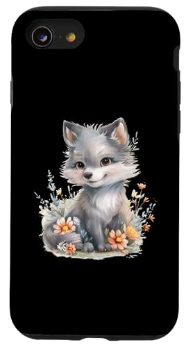 Baby Wolf mit Blumen süße Wölfe Mädchen Tochter Sohn Hülle für iPhone SE (2020) / 7 / 8 von süßer farbenfrohe Wolf Liebhaber Outfits