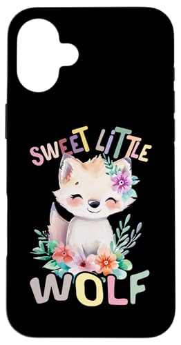 Sweet little Wolf mit Blumen süße Wölfe Mädchen Tochter Sohn Hülle für iPhone 16 Plus von süßer farbenfrohe Wolf Liebhaber Outfits