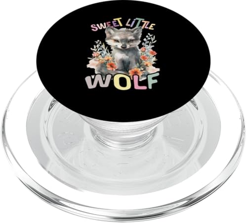 Sweet little Wolf mit Blumen süße Wölfe Mädchen Tochter Sohn PopSockets PopGrip für MagSafe von süßer farbenfrohe Wolf Liebhaber Outfits