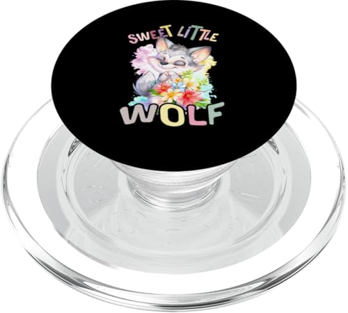 Sweet little Wolf mit Blumen süße Wölfe Mädchen Tochter Sohn PopSockets PopGrip für MagSafe von süßer farbenfrohe Wolf Liebhaber Outfits