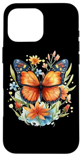 Schmetterling mit Blumen süße Schmetterlinge Mädchen Tochter Hülle für iPhone 16 Pro Max von süßes farbenfrohe Frosch Liebhaber Outfits