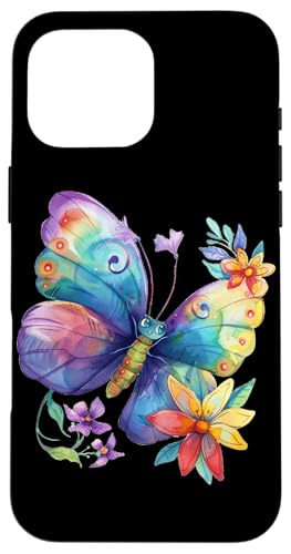 Schmetterling mit Blumen süße Schmetterlinge Mädchen Tochter Hülle für iPhone 16 Pro Max von süßes farbenfrohe Frosch Liebhaber Outfits