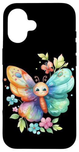 Schmetterling mit Blumen süße Schmetterlinge Mädchen Tochter Hülle für iPhone 16 von süßes farbenfrohe Frosch Liebhaber Outfits