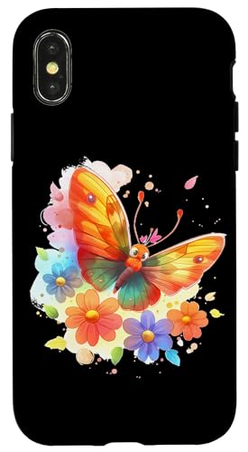 Schmetterling mit Blumen süße Schmetterlinge Mädchen Tochter Hülle für iPhone X/XS von süßes farbenfrohe Frosch Liebhaber Outfits