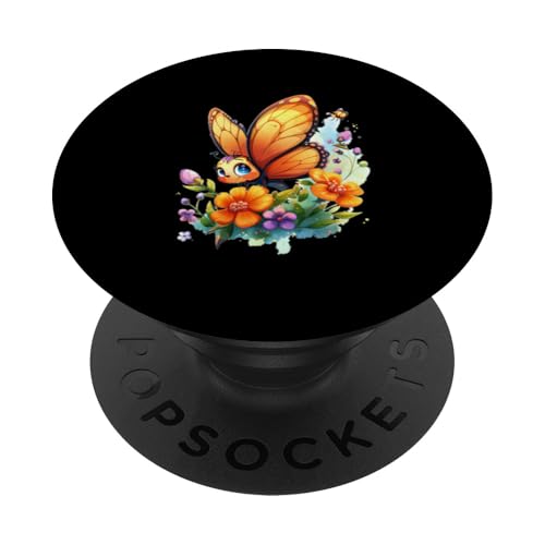 Schmetterling mit Blumen süße Schmetterlinge Mädchen Tochter PopSockets Klebender PopGrip von süßes farbenfrohe Frosch Liebhaber Outfits