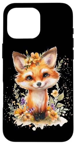 Fuchs mit Blumen süße Füchse Mädchen Tochter Hülle für iPhone 16 Pro Max von süßes farbenfrohe Fuchs Liebhaber Outfits