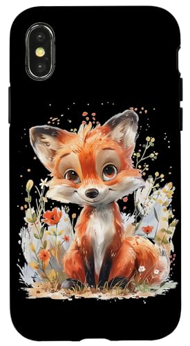 Fuchs mit Blumen süße Füchse Mädchen Tochter Hülle für iPhone X/XS von süßes farbenfrohe Fuchs Liebhaber Outfits