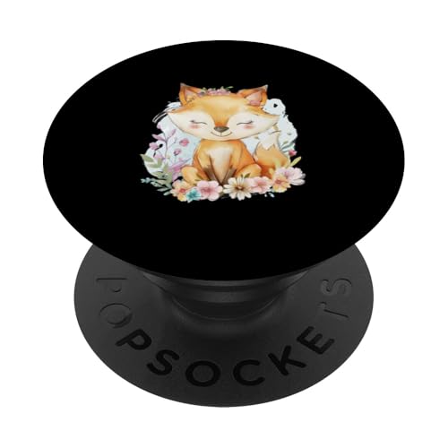 Fuchs mit Blumen süße Füchse Mädchen Tochter PopSockets Klebender PopGrip von süßes farbenfrohe Fuchs Liebhaber Outfits