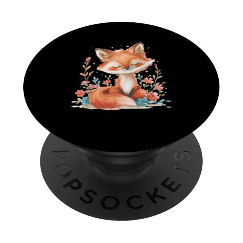 Fuchs mit Blumen süße Füchse Mädchen Tochter PopSockets Klebender PopGrip von süßes farbenfrohe Fuchs Liebhaber Outfits