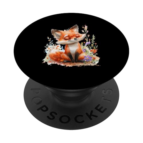 Fuchs mit Blumen süße Füchse Mädchen Tochter PopSockets Klebender PopGrip von süßes farbenfrohe Fuchs Liebhaber Outfits