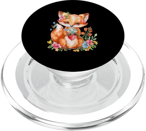 Fuchs mit Blumen süße Füchse Mädchen Tochter PopSockets PopGrip für MagSafe von süßes farbenfrohe Fuchs Liebhaber Outfits