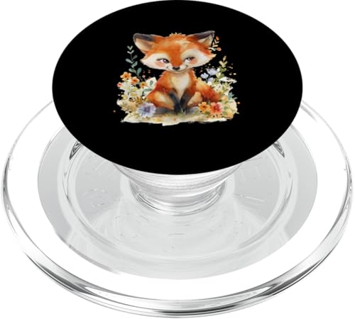 Fuchs mit Blumen süße Füchse Mädchen Tochter PopSockets PopGrip für MagSafe von süßes farbenfrohe Fuchs Liebhaber Outfits