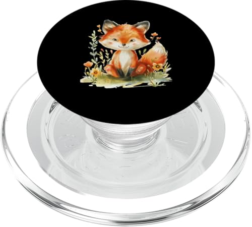 Fuchs mit Blumen süße Füchse Mädchen Tochter PopSockets PopGrip für MagSafe von süßes farbenfrohe Fuchs Liebhaber Outfits